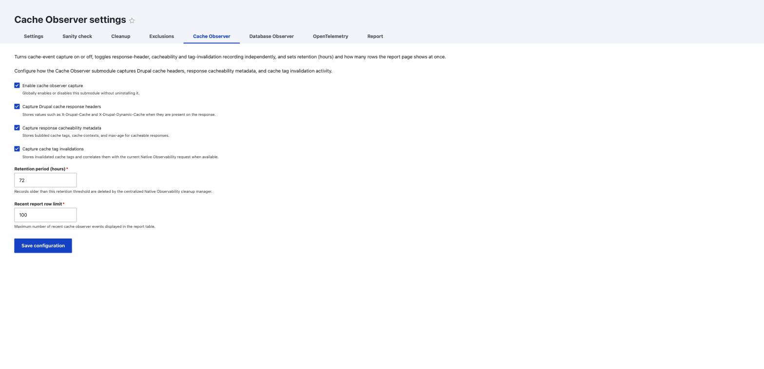 Cache observer settings
