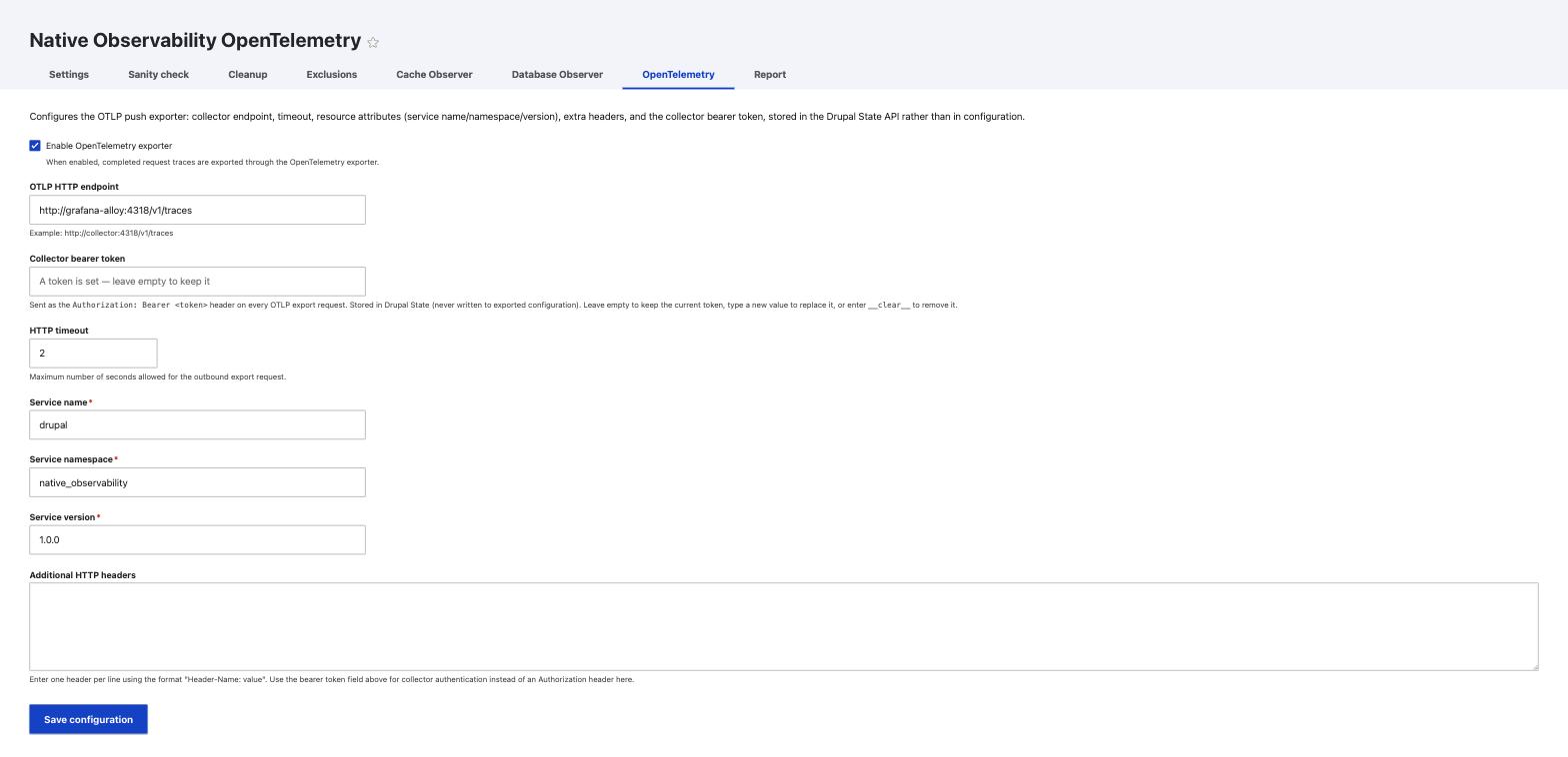 OpenTelemetry settings